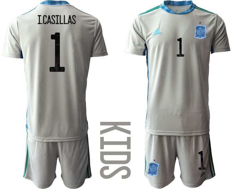Youth 2021 World Cup National Spain gray goalkeeper #1 Soccer Jerseys1->->Soccer Country Jersey